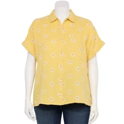 Plus Size Sonoma Goods For Life® Short Sleeve Button Down Top 20 Plus Size Sonoma Goods For Life® Short Sleeve Button Down Top -Sonoma Clothing Store 5258112 Yellow Textured Daisy