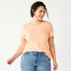 Plus Size Sonoma Goods For Life® Everyday Crewneck Tee -Sonoma Clothing Store 5259072 Peach Texture