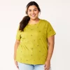 Plus Size Sonoma Goods For Life® Everyday Crewneck Tee -Sonoma Clothing Store 5259072 Yellow Green Floral