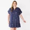 Women's Sonoma Goods For Life® Button Front Tunic Dress -Sonoma Clothing Store 5262140 Purple Floral
