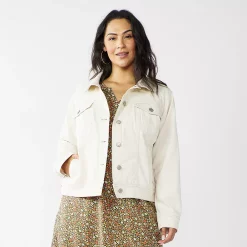 Plus Size Sonoma Goods For Life® Button Front Jean Jacket