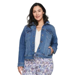 Plus Size Sonoma Goods For Life® Button Front Jean Jacket -Sonoma Clothing Store 5269795 Medium Wash