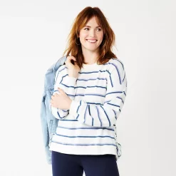 Women's Sonoma Goods For Life® Side Tie Sweatshirt -Sonoma Clothing Store 5271671 Ivory Hope Stripe