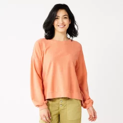 Women's Sonoma Goods For Life® Side Tie Sweatshirt -Sonoma Clothing Store 5271671 Oak Orange