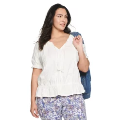 Plus Size Sonoma Goods For Life® Drop Waist Top -Sonoma Clothing Store 5272513 Polar Beige
