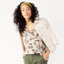 Women's Sonoma Goods For Life® V-Neck Tank -Sonoma Clothing Store 5297402 Beige Orange Floral