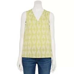 Women's Sonoma Goods For Life® V-Neck Tank -Sonoma Clothing Store 5297402 Lime Sketch Diamond