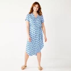 Petite Sonoma Goods For Life® Midi Shirtdress -Sonoma Clothing Store 5316708 Indigo Quilt