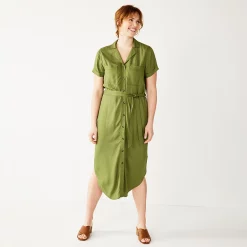 Petite Sonoma Goods For Life® Midi Shirtdress -Sonoma Clothing Store 5316708 Olive