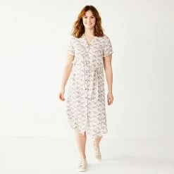 Petite Sonoma Goods For Life® Midi Shirtdress -Sonoma Clothing Store 5316708 Plum Quilt