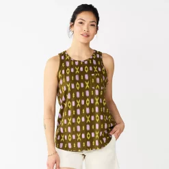 Women's Sonoma Goods For Life® High-Neck Tank -Sonoma Clothing Store 5467284 Olive Xo Print