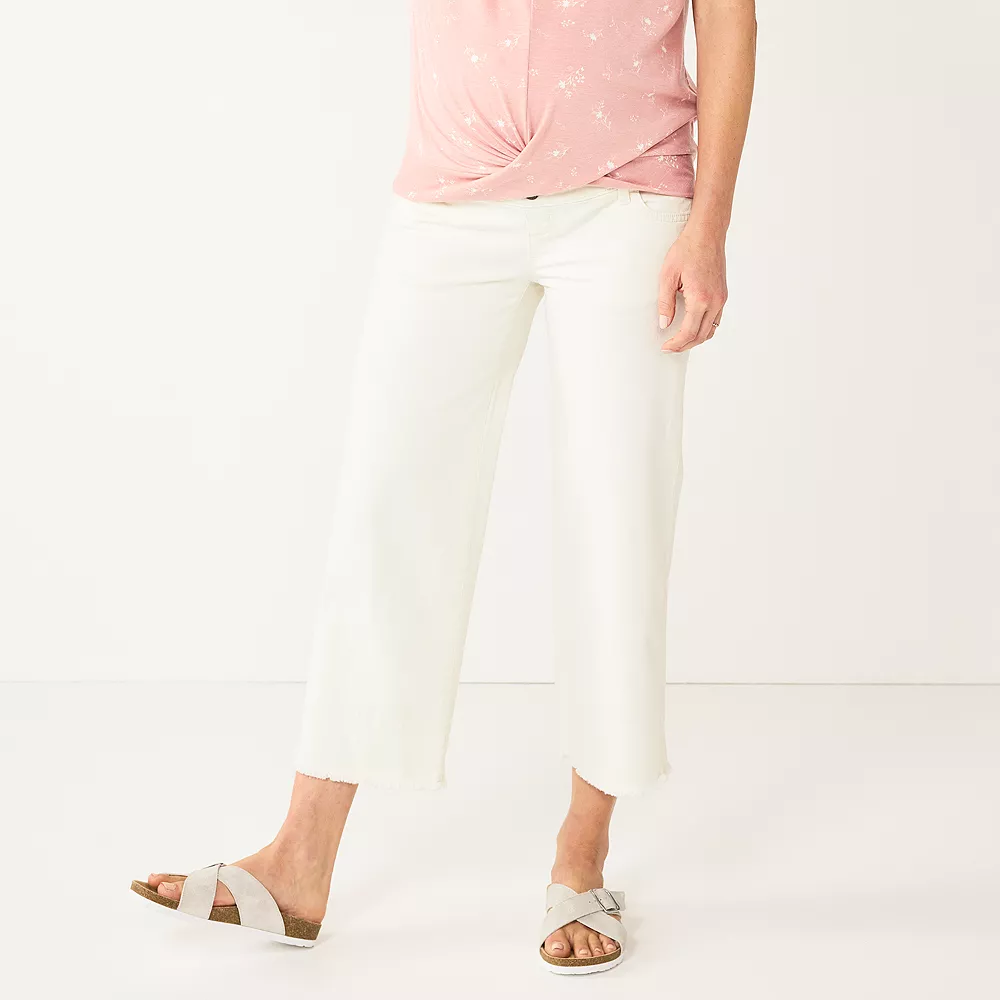 Maternity Sonoma Goods For Life® Over-Belly Frayed-Hem Wide-Leg Crop Jeans 4 Maternity Sonoma Goods For Life® Over-Belly Frayed-Hem Wide-Leg Crop Jeans - Image 2
