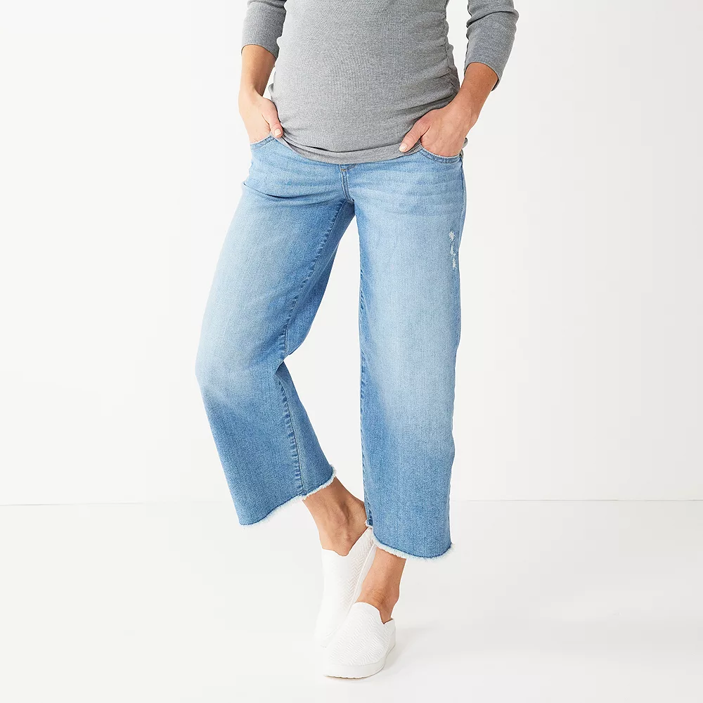 Maternity Sonoma Goods For Life® Over-Belly Frayed-Hem Wide-Leg Crop Jeans 3 Maternity Sonoma Goods For Life® Over-Belly Frayed-Hem Wide-Leg Crop Jeans