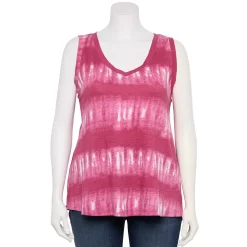 Plus Size Sonoma Goods For Life® V-Neck Swing Tank -Sonoma Clothing Store 5497118 Magenta Stripe