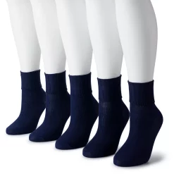 Women's Sonoma Goods For Life® 5-Pack Neutral Color Cuffed Crew Socks -Sonoma Clothing Store 5497543 Navy