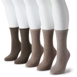 Women's Sonoma Goods For Life® 5 Pack Plain Knit Crew Socks -Sonoma Clothing Store 5497544 Brown Heather