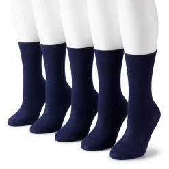 Women's Sonoma Goods For Life® 5-Pack Roll Top Crew Socks -Sonoma Clothing Store 5497545 Navy