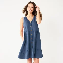 Women's Sonoma Goods For Life® Sleeveless Tiered Knit Dress 13 Women's Sonoma Goods For Life® Sleeveless Tiered Knit Dress -Sonoma Clothing Store 5501602 Midnight Blue