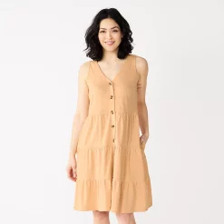 Women's Sonoma Goods For Life® Sleeveless Tiered Knit Dress 10 Women's Sonoma Goods For Life® Sleeveless Tiered Knit Dress -Sonoma Clothing Store 5501602 Peach