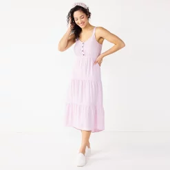 Women's Sonoma Goods For Life Tiered Midi Dress 14 Women's Sonoma Goods For Life Tiered Midi Dress -Sonoma Clothing Store 5504040 Lilac Stripe