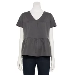 Women's Sonoma Goods For Life® Tiered V-Neck Top -Sonoma Clothing Store 5508144 Dark Gray