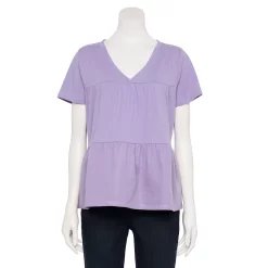 Women's Sonoma Goods For Life® Tiered V-Neck Top -Sonoma Clothing Store 5508144 Light Purple
