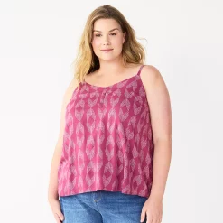 Plus Size Sonoma Goods For Life® Swing Tank -Sonoma Clothing Store 5514853 Mauve Geo