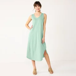 Women's Sonoma Goods For Life® Sleeveless Shirttail Knit Midi Dress -Sonoma Clothing Store 5522320 Aqua Blue