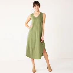 Women's Sonoma Goods For Life® Sleeveless Shirttail Knit Midi Dress -Sonoma Clothing Store 5522320 Olive