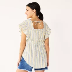 Maternity Sonoma Goods For Life® Squareneck Ruffle Top -Sonoma Clothing Store 5525569 ALT