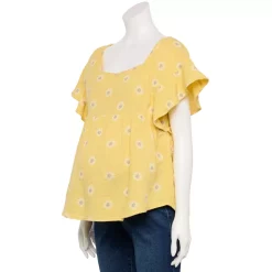 Maternity Sonoma Goods For Life® Squareneck Ruffle Top -Sonoma Clothing Store 5525569 Yellow Floral