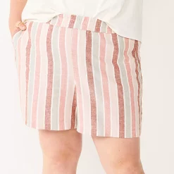 Plus Size Sonoma Goods For Life® Easy Pull-On Shorts -Sonoma Clothing Store 5526465 Mauve Multi Stripe