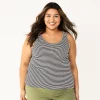 Plus Size Sonoma Goods For Life® Striped Henley Tank -Sonoma Clothing Store 5528667 Black White Stripe