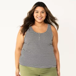 Plus Size Sonoma Goods For Life® Striped Henley Tank