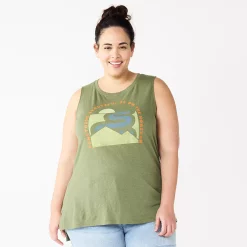 Plus Size Sonoma Goods For Life® Graphic Muscle Tank -Sonoma Clothing Store 5529302 Olive Horizon