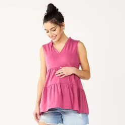 Maternity Sonoma Goods For Life® Tiered Ruffle Neck Top -Sonoma Clothing Store 5530140 Mauve