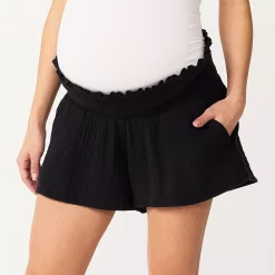 Maternity Sonoma Goods For Life® Smocked Shorts -Sonoma Clothing Store 5532352 Pitch Black