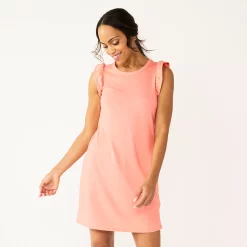 Women's Sonoma Goods For Life® Ruffle Sleeveless Knit Dress 11 Women's Sonoma Goods For Life® Ruffle Sleeveless Knit Dress -Sonoma Clothing Store 5535468 Coral
