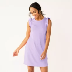 Women's Sonoma Goods For Life® Ruffle Sleeveless Knit Dress 12 Women's Sonoma Goods For Life® Ruffle Sleeveless Knit Dress -Sonoma Clothing Store 5535468 Purple