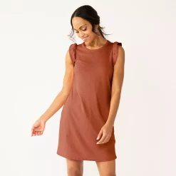Women's Sonoma Goods For Life® Ruffle Sleeveless Knit Dress 14 Women's Sonoma Goods For Life® Ruffle Sleeveless Knit Dress -Sonoma Clothing Store 5535468 Rust Red