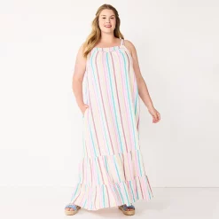 Women's Sonoma Goods For Life® Tiered Maxi Dress -Sonoma Clothing Store 5539034 Multi Color Stripe