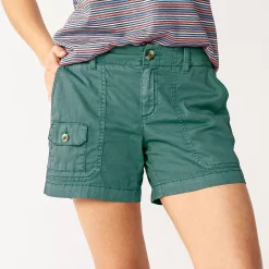 Women's Sonoma Goods For Life® Comfort Waist 5" Utility Shorts -Sonoma Clothing Store 5542176 Nostalgic Green