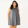 Plus Size Sonoma Goods For Life® Pocket Sleeveless Swing Dress -Sonoma Clothing Store 5546108 Gray Stars