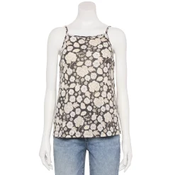 Women's Sonoma Goods For Life® Squareneck Camisole -Sonoma Clothing Store 5546411 Black White Blooms