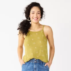 Women's Sonoma Goods For Life® Squareneck Camisole -Sonoma Clothing Store 5546411 Lime Geo Print