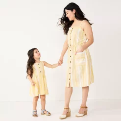 Women's Sonoma Goods For Life® Print Button-Front Tank Dress -Sonoma Clothing Store 5547163 Yellow Stripe