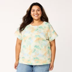 Plus Size Sonoma Goods For Life® Short-Sleeve Fleece Sweatshirt -Sonoma Clothing Store 5550378 Blue Cloud Dye