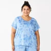 Plus Size Sonoma Goods For Life® Essential Short Sleeve Pajama Top -Sonoma Clothing Store 5553637 Blue Dye