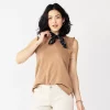 Petite Sonoma Goods For Life® French Terry Flutter-Sleeve Top -Sonoma Clothing Store 5568468 Cocoa Brown