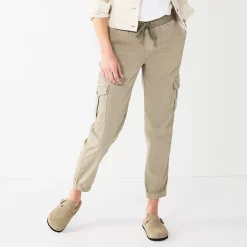 Petite Sonoma Goods For Life® Mid Rise Pull On Jogger Pants -Sonoma Clothing Store 5569580 Khaki